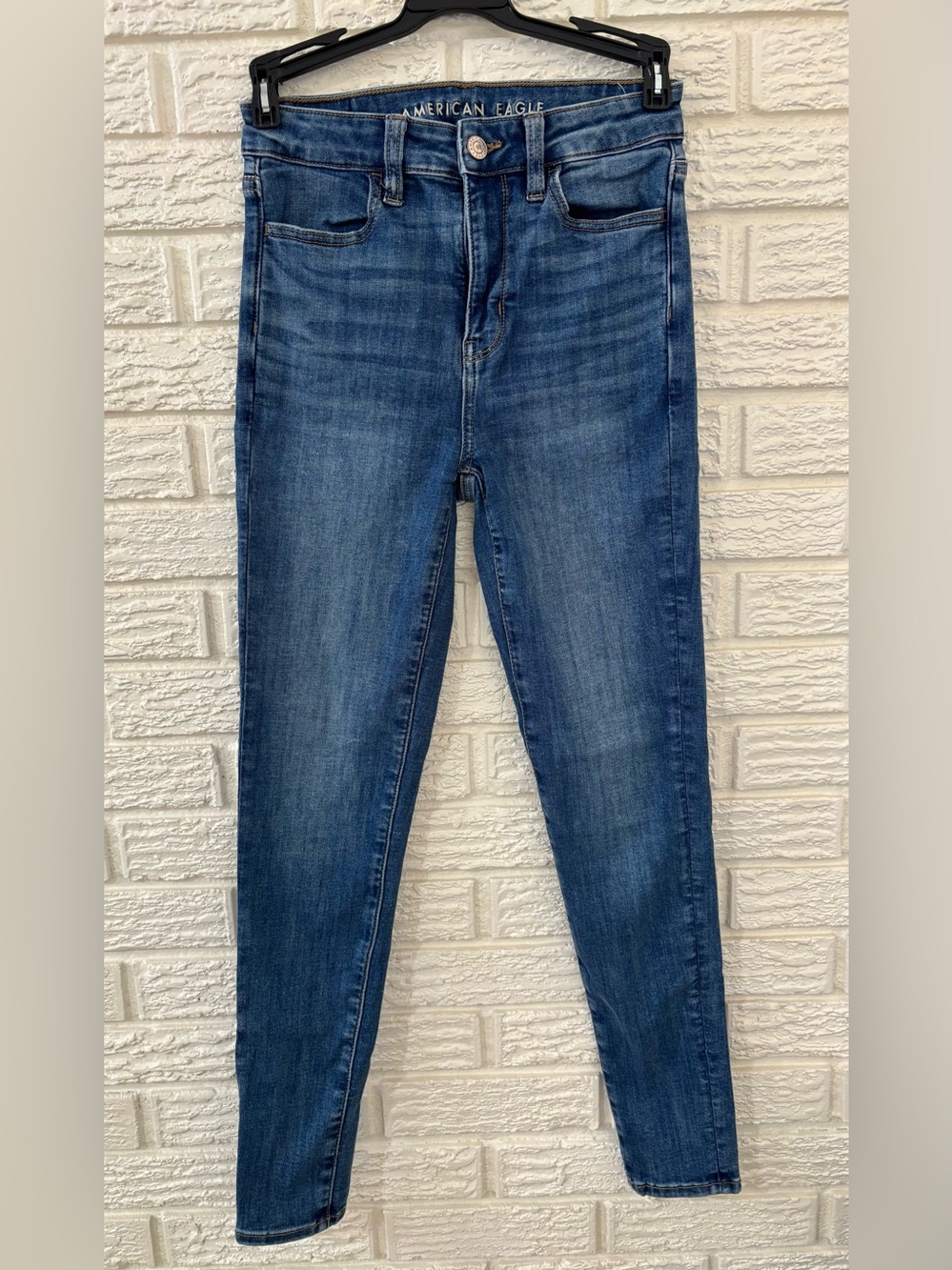 American Eagle Next Level Stretch Super Hi-Rise Jegging Blue Denim Jeans Size 0